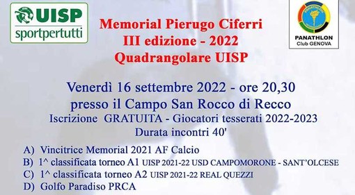 UISP Questa sera in campo, a Recco, il Memorial Ciferri