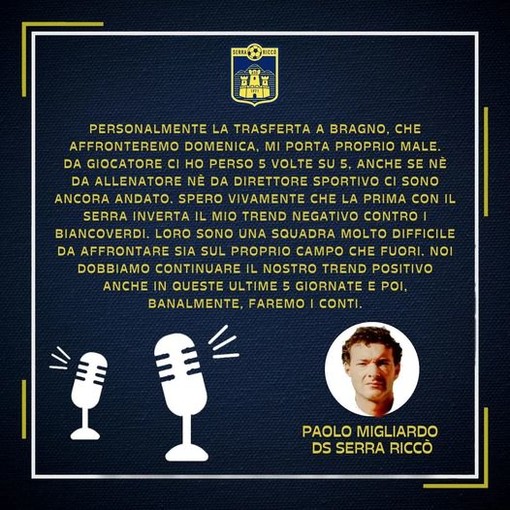 SERRA RICCO' - Il punto sulla prima squadra col DS Paolo Migliardo