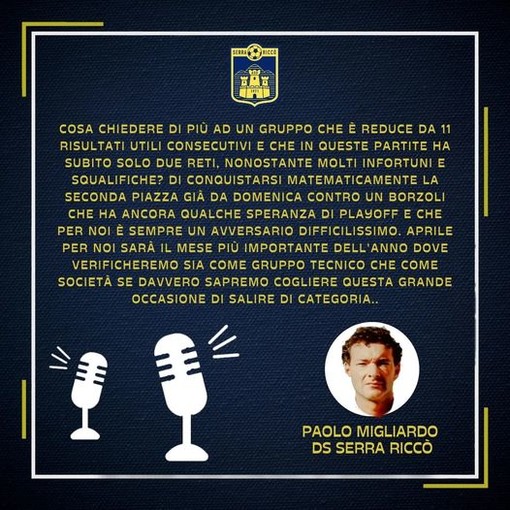 SERRA RICCO' - Il punto sula prima squadra col DS Paolo Migliardo