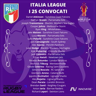 Rugby League World Cup (RLWC): coach Leo Epifania annuncia i 25 atleti convocati per la Coppa del Mondo