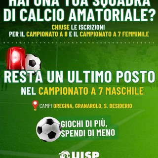 CALCIO UISP Ultimo posto disponibile nel campionato a 7 maschile