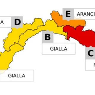 ALLERTA ROSSA dalle 20 da Spotorno a Camogli, ARANCIONE da subito sul resto della Liguria