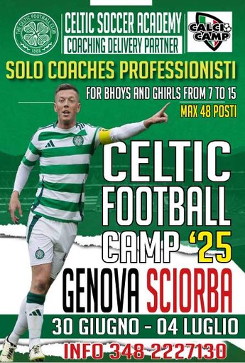 CELTIC GLASGOW FOOTBALL CAMP Appuntamento alla Sciorba dal 30 giugno al 4 luglio
