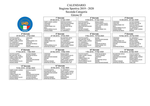 SECONDA D Il calendario