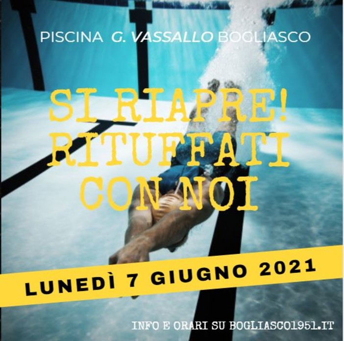 COMUNICATO STAMPA: Lunedì riapre la piscina di Bogliasco COMUNICATO STAMPA: Lunedì riapre la piscina di Bogliasco