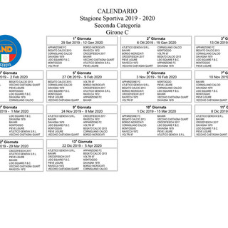 SECONDA C Il calendario