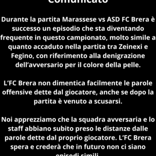 TERZA CATEGORIA Comunicato stampa dell' FC  Brera