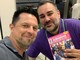 Il direttore di Settimana Sport, Paolo Dellepiane, con il presidente nazionale Uisp, Tiziano Pesce e l'almanacco del calcio ligure