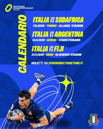 FIR Liguria - Nations Championship, in vendita i biglietti per le Northern Hemisphere Series di novembre a Torino, Genova e Udine
