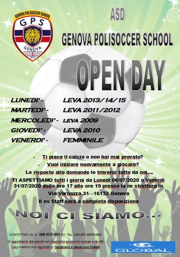 GENOVAPOLISOCCER Ecco gli Open Day