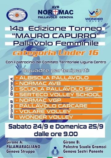 VOLLEY La Normac AVB organizza il 14° Trofeo “Mauro Capurro”