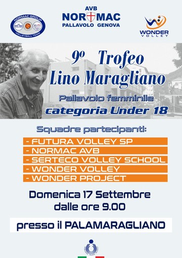 PALLAVOLO Domenica 17 settembre si disputerà il 9° Trofeo “Lino Maragliano”