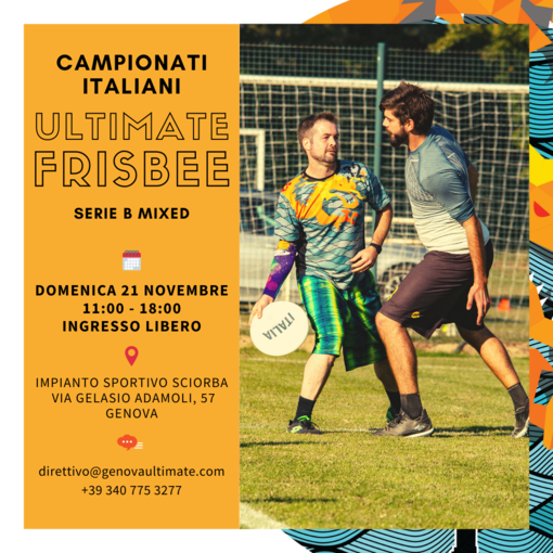 Genova ospita i Campionati Italiani di Ultimate Disc - domenica 21/11, Sciorba