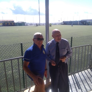 Voltrese-Cairese: il presidente gialloblù Ottonello col presidente FIGC Ivaldi
