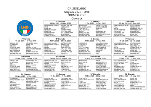 PROMOZIONE A Il calendario completo della stagione