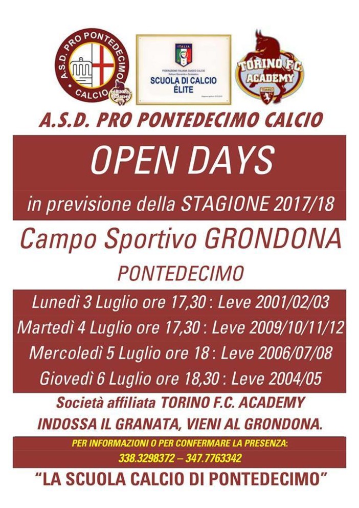 Open Day della Pro Pontedecimo