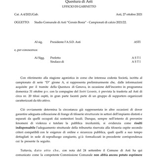 SESTRI LEVANTE Vietata ai tifosi la trasferta di Asti