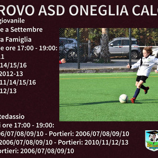 ONEGLIA lunedì 14 inizio allenamenti del settore giovanile