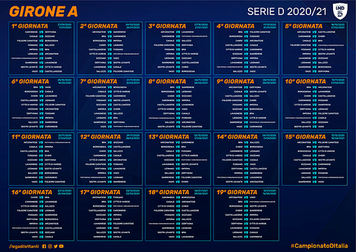LAVAGNESE Serie D: pubblicati i calendari, Derby il 2 Dicembre e l'1 Aprile LAVAGNESE Serie D: pubblicati i calendari, Derby il 2 Dicembre e l'1 Aprile