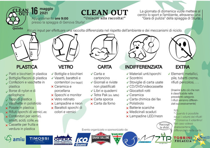 Clean Out: domenica pulizia della spiaggia di Sturla dedicata al Gaslini
