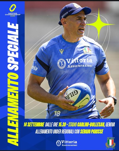 CR FIR Liguria - Sergio Parisse al Carlini-Bollesan il 14 settembre CR FIR Liguria - Sergio Parisse al Carlini-Bollesan il 14 settembre