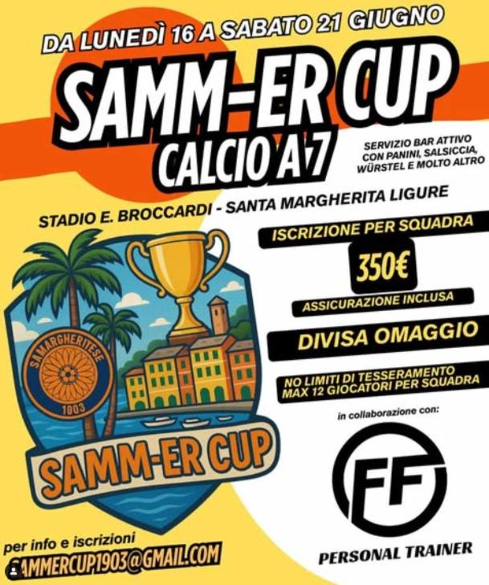 SAMM-ER-CUP 2025 Dal 16 al 21 giugno allo stadio Broccardi di Santa Margherita