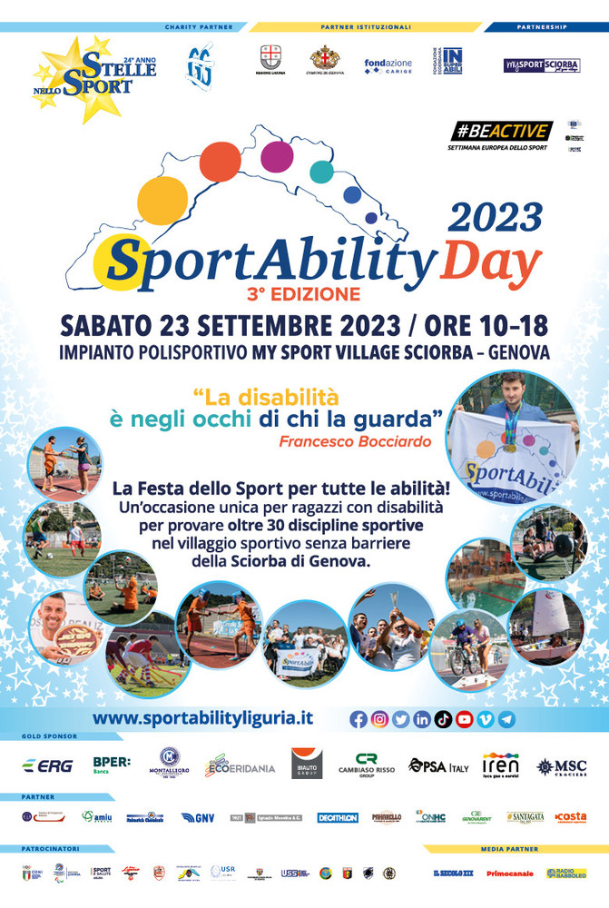 SPORTABILITY DAY Sabato 23 settembre alla Sciorba di Genova la terza edizione della Festa di Sport e inclusione SPORTABILITY DAY Sabato 23 settembre alla Sciorba di Genova la terza edizione della Festa di Sport e inclusione