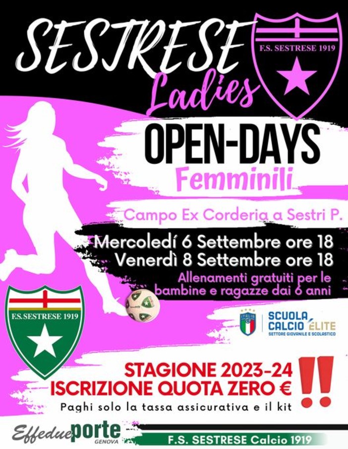 SESTRESE Si parte con il calcio femminile,  con la novità del nuovo responsabile