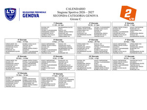 SECONDA CATEGORIA GIRONE C Ecco il calendario