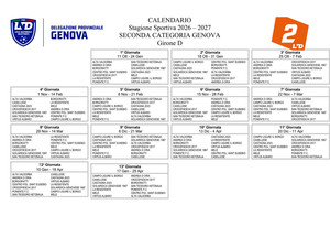 SECONDA CATEGORIA GIRONE D Ecco il calendario