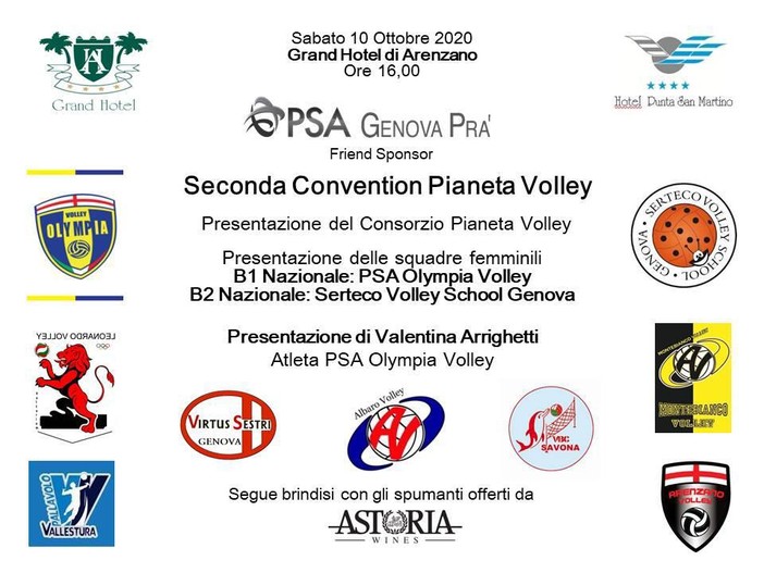 VOLLEY Sabato 10 ottobre PSA Olympia e Serteco Volley School si presentano ufficialmente al Grand Hotel di Arenzano