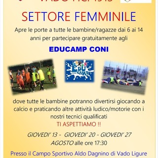 VADO FC Porte aperte a tutte le bambine per l'Educamp Coni