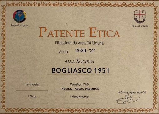 PALLANUOTO Il Bogliasco 1951 premiato dal Panathlon Club Golfo Paradiso con la Patente Etica