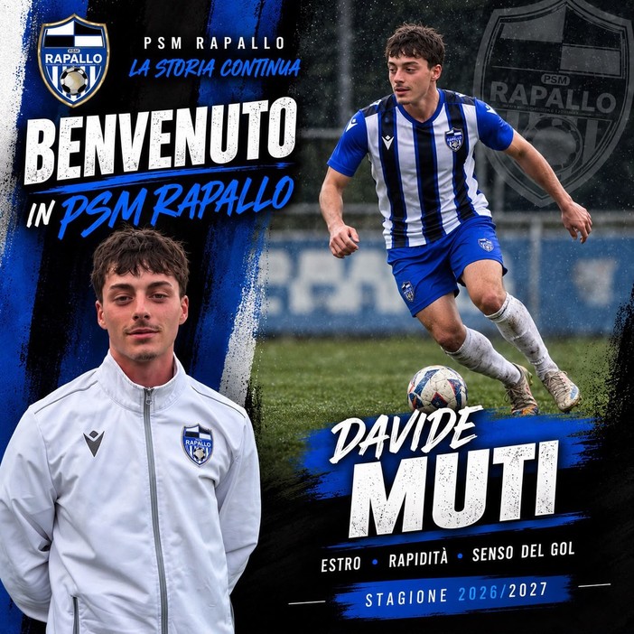 PSM RAPALLO Davide Muti vestirà la maglia BiancoNeroBlu PSM RAPALLO Davide Muti vestirà la maglia BiancoNeroBlu