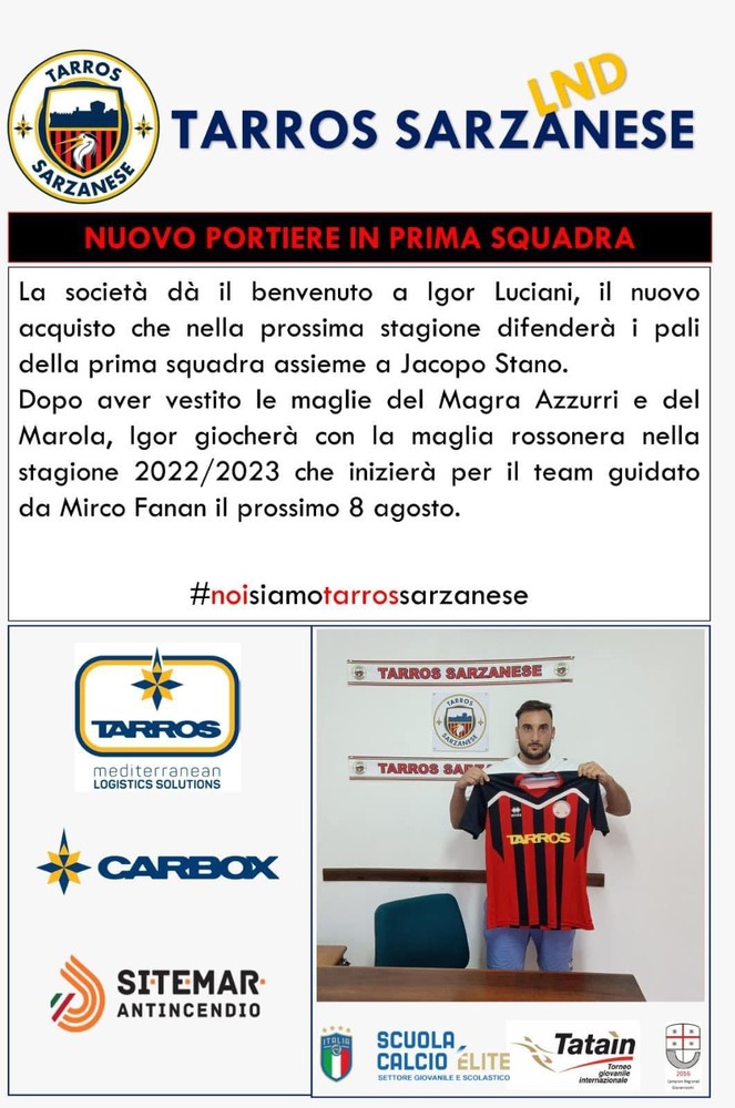 TARROS SARZANESE Ingaggiato Igor Luciani