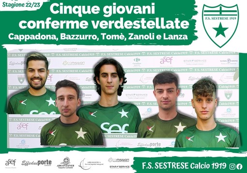 SESTRESE Cinque giovani importanti conferme per i verdestellati
