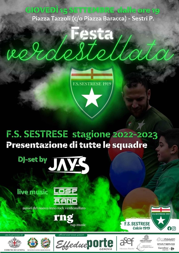 SESTRESE | Giovedì 15 Settembre la grande festa verdestellata