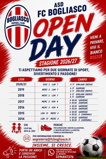 BOGLIASCO Ecco gli Open Day BOGLIASCO Ecco gli Open Day