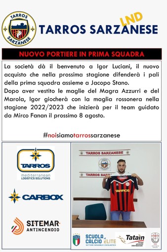 TARROS SARZANESE Ingaggiato Igor Luciani