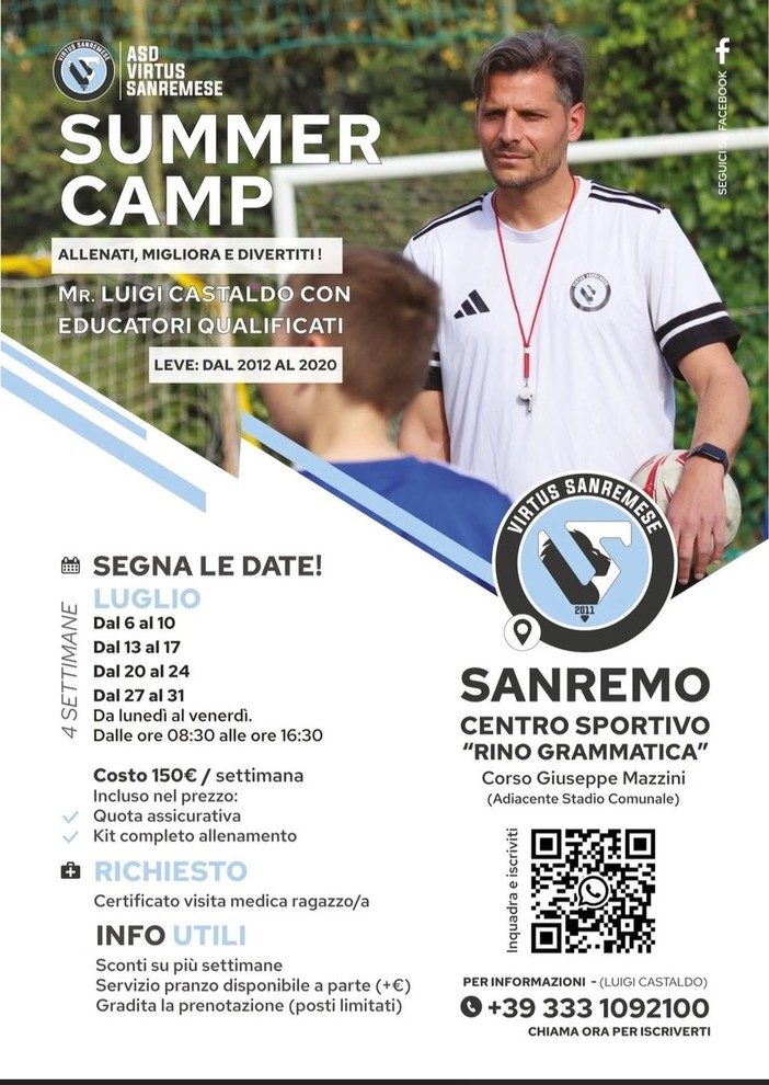 VIRTUS SANREMESE Ecco il Summer Camp 2026 VIRTUS SANREMESE Ecco il Summer Camp 2026