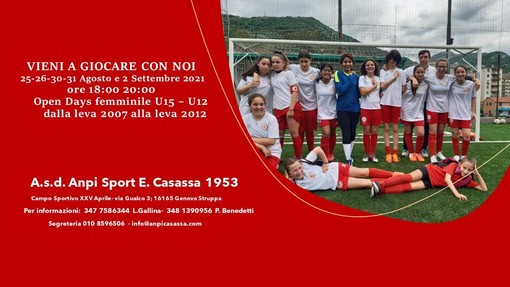 ANPI CASASSA Gli Open Day delle leve femminili