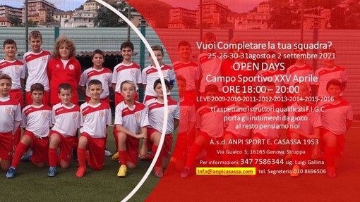 ANPI CASASSA Gli Open Day delle leve giovanili