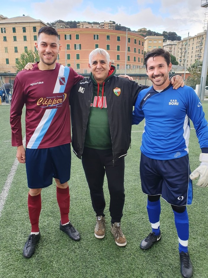 Zappia coi suoi due ex pupilli Bucchieri e Biamino Zappia coi suoi due ex pupilli Bucchieri e Biamino