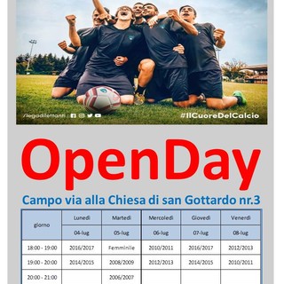 CADERISSI Da Lunedi 4 luglio gli Open Day