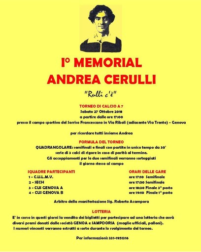 Un torneo per ricordare Andrea Cerulli