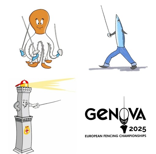 Europei Scherma  &quot;Genova 2025&quot;: polpo, acciuga e Lanterna in finale per la scelta della mascotte