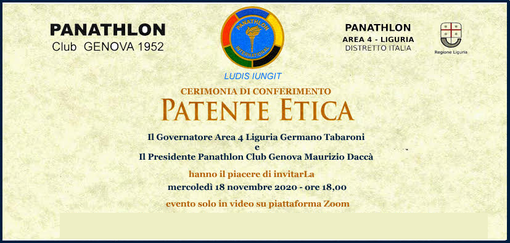 CADERISSI premiato dal Panathlon con la Patente Etica
