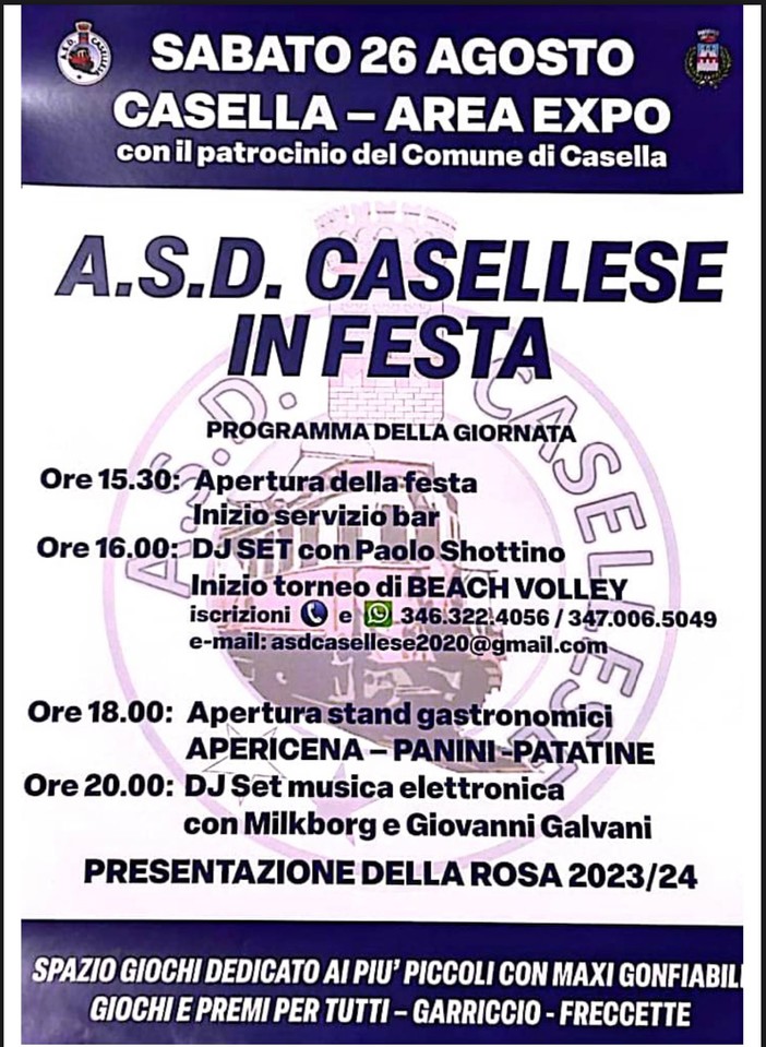CASELLESE IN FESTA Appuntamento sabato 26 agosto