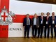 SCHERMA Il Comitato Organizzatore degli Europei &quot;Genova 2025&quot; a Basilea per la bandiera della Confederazione Europea