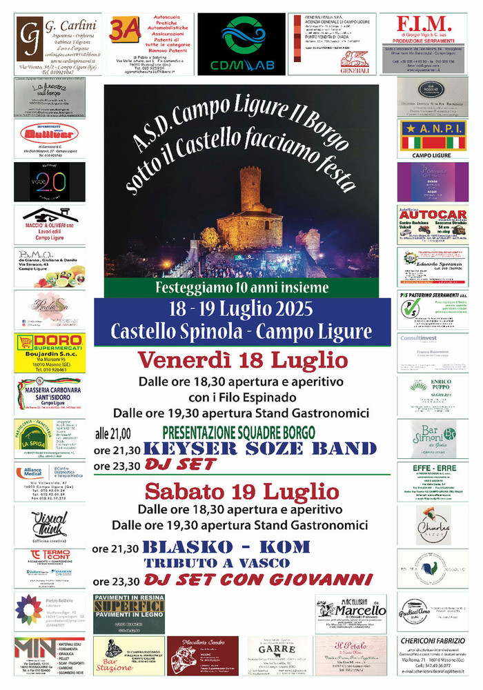 CAMPO LIGURE IL BORGO Venerdi e sabato la grande festa a Castello Spinola